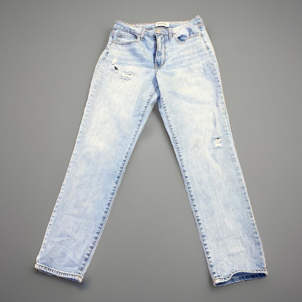RSQ Vintage Mom Jeans Women’s 28 Light Wash Distressed Straight Leg Raw Hem